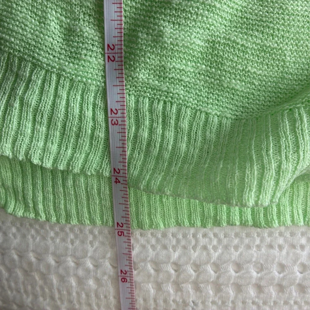 Eileen Fisher Sweater M Spring Green Organic Linen Cotton Pullover Tunic Knit - Picture 10 of 11